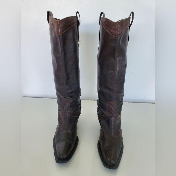 Nine West "COUNTING " Brown Leather Vintage Cowboy Boots Size 7M - Picture 5 of 13